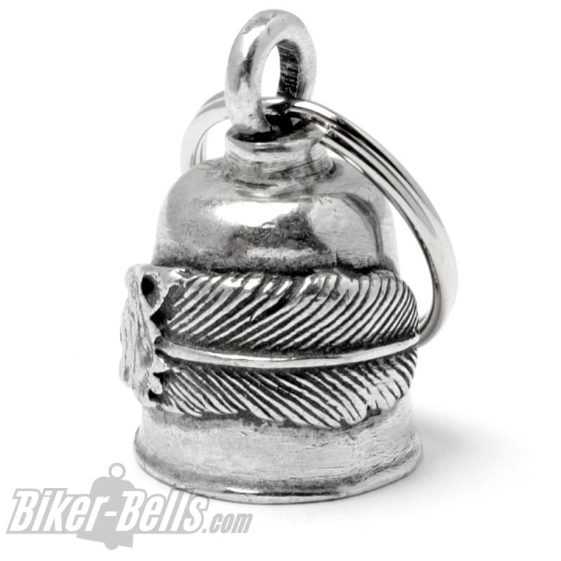 Wolf Spirit Gremlin Bell Glücksbringer Glocke mit Indianer Motiv Biker Geschenk