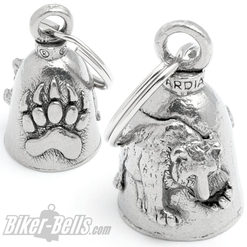 Guardian Bell mit Bär und Bärentatze Original Motorrad Glücksbringer Geschenk