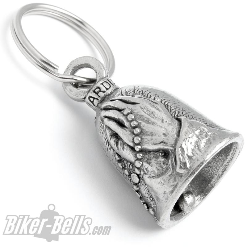 Guardian Bell betende Hände und Rosenkranz Motorrad Glocke Glücksbringer Geschenk