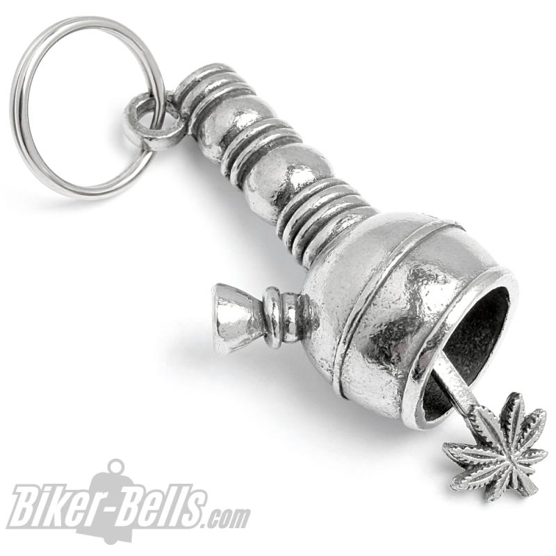 Preview: 3D Bong Guardian Bell Wasserpfeife Motorrad Glücksbringer Glocke mit Hanfblatt