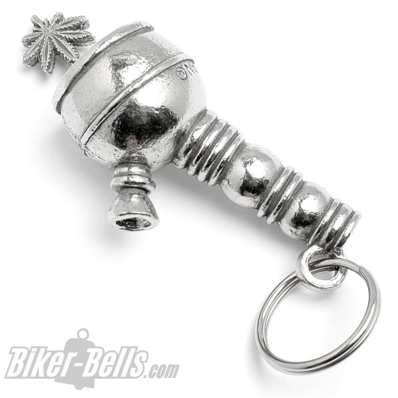 Preview: 3D Bong Guardian Bell Wasserpfeife Motorrad Glücksbringer Glocke mit Hanfblatt