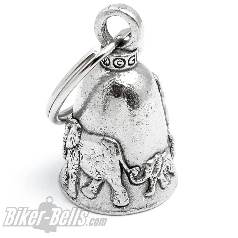 Elephant Guardian Bell Motorbike Good Luck Charm Biker-Bell Gift Elephant Family