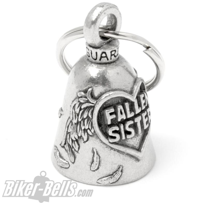 Fallen Sister Guardian Bell as a keepsake heart with wings motorcycle bell gift
