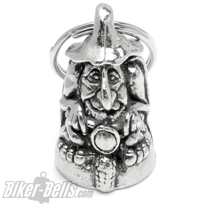 Guardian Bell mit Gremlin auf Motorrad Glücksbringer Glocke Biker Geschenkidee