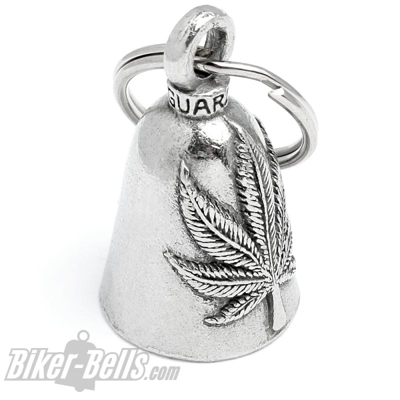 Preview: Hanfblatt Guardian Bell Motorrad Glücksbringer Geschenk Cannabis Weed Pott Ott