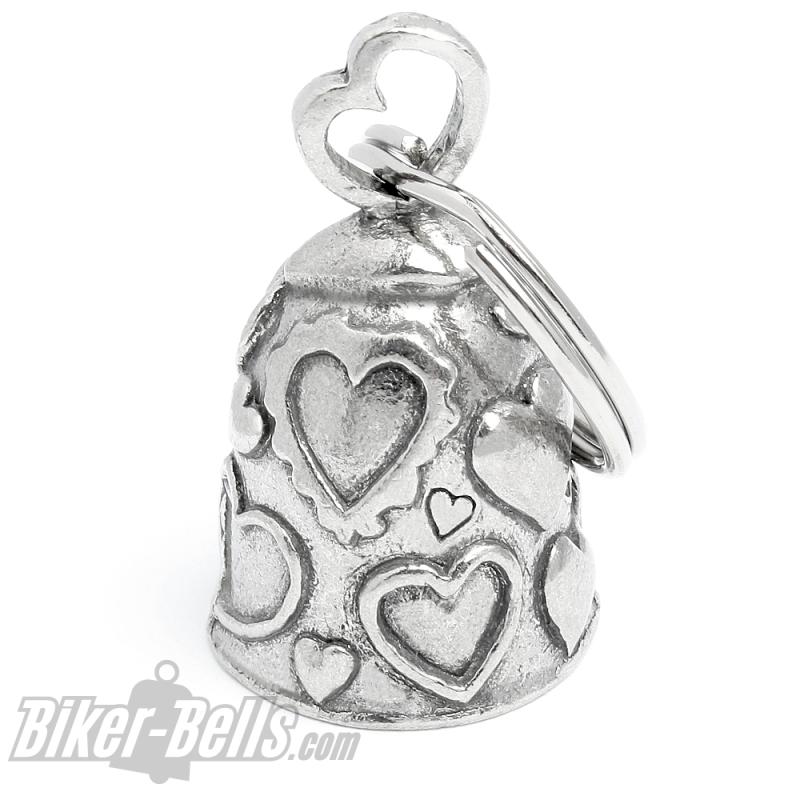 Original Guardian Bell mit vielen Herzen Glücksbringer für Deine große Biker Liebe