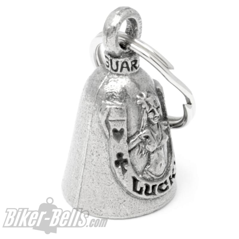 Glücksbringer Hufeisen mit Bikini-Babe Guardian Bell Motorrad-Glocke Biker Geschenk