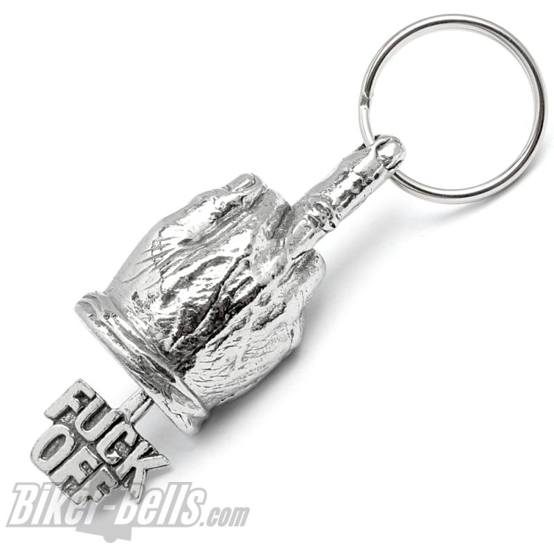 Preview: Fuck Off Mittelfinger Guardian Bell Motorradfahrer Glücksbringer Biker Geschenk