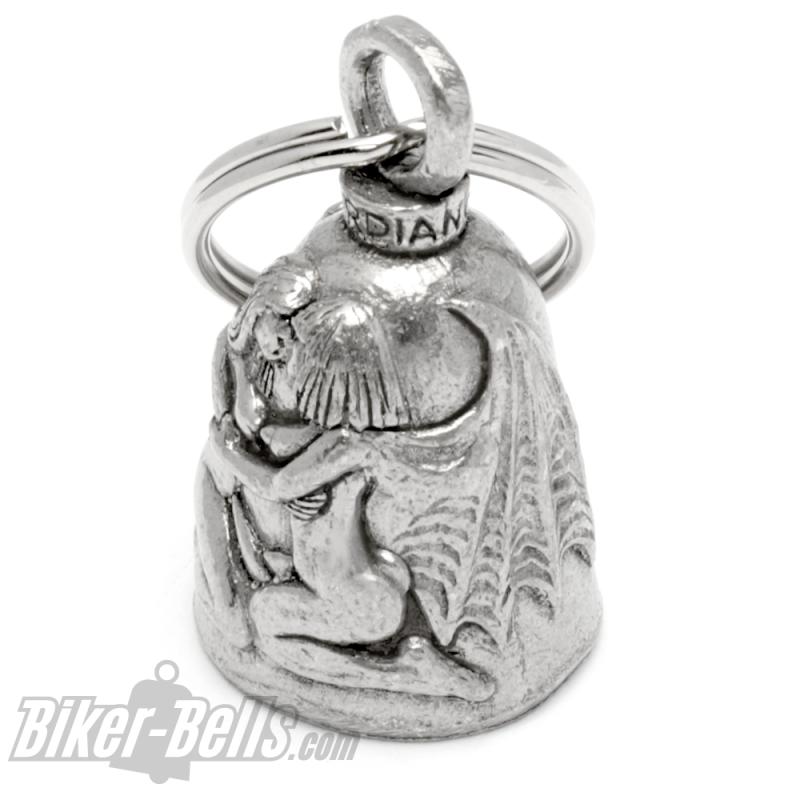 Angel & Devil Kissing Biker Bell Good and Evil Motorcycle Lucky Charm Gift