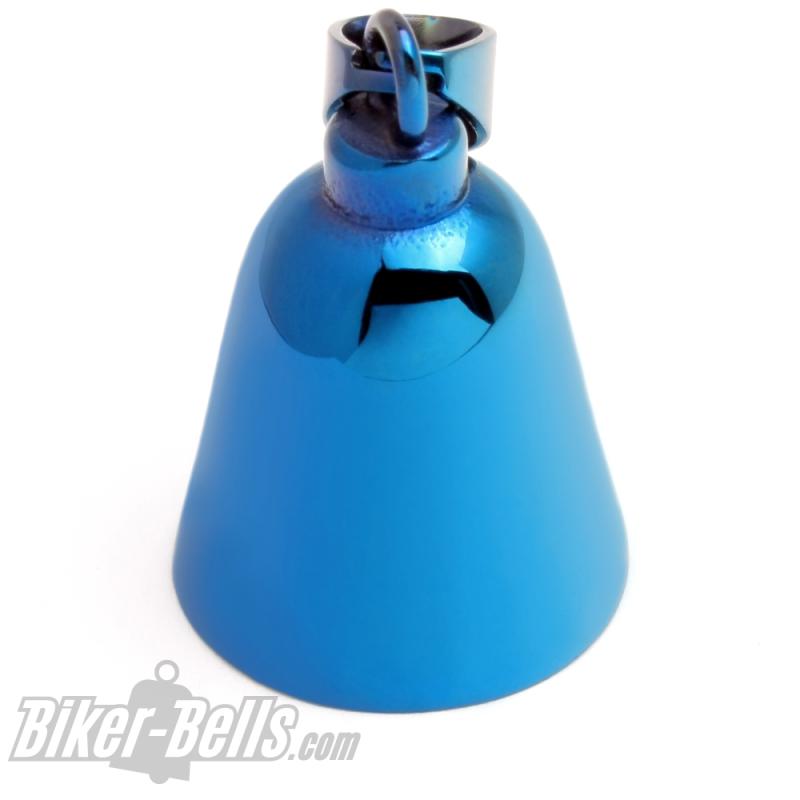 Plain Blue Biker-Bell without Motif Blank Stainless Steel Bell for Motorcycles