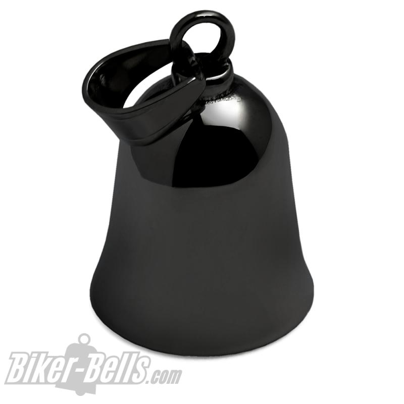 Schwarze Biker-​Bell ohne Motiv schlichte Blanko Motorrad Glocke aus Edelstahl