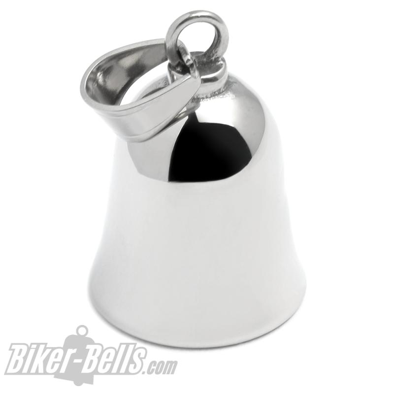 Blanko Biker-​Bell aus Edelstahl ohne Motiv Motorrad Glocke schlicht silber poliert