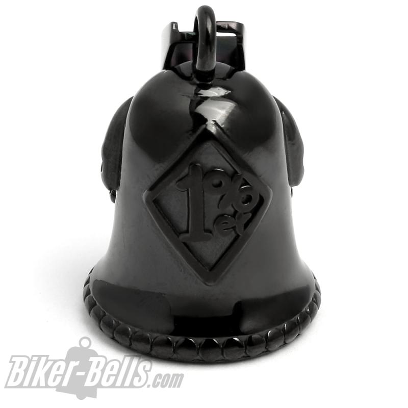 Schwarze 1%er Biker-Bell aus Edelstahl Onepercenter Outlaw Ride Bell Motorrad-Club