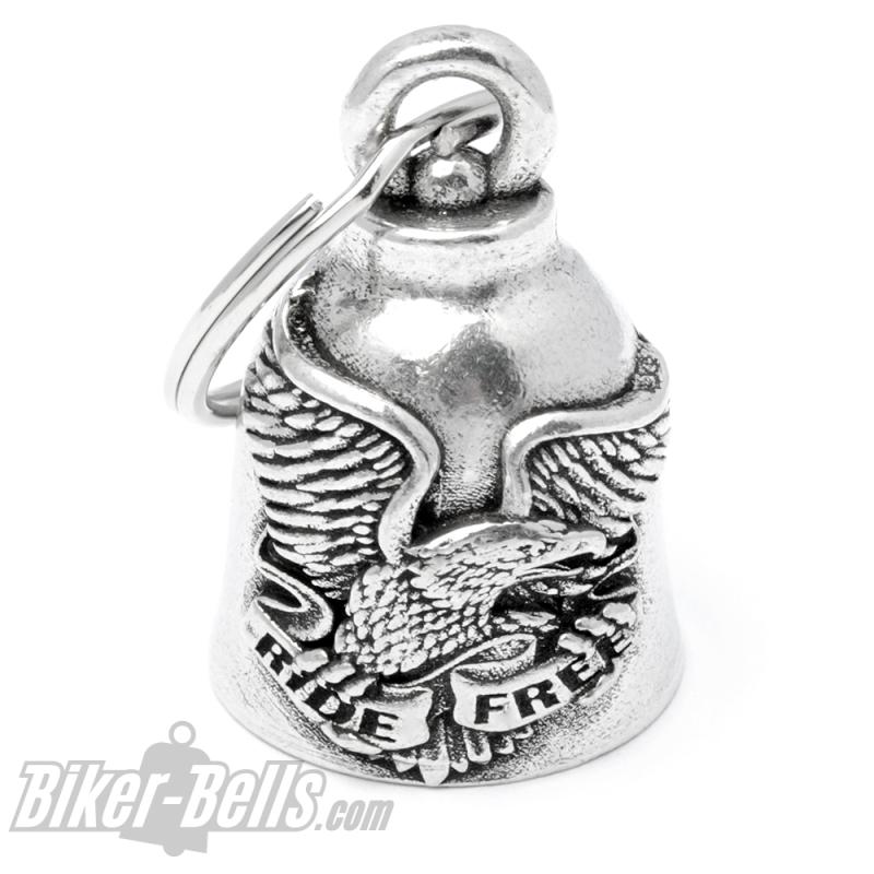 Ride Free Eagle Motorcyclist Lucky Charm Gift Biker Bell Motorbike Bravo Bell