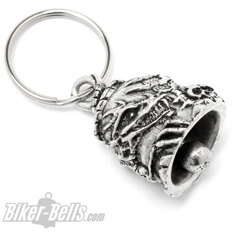 Biker-Bell mit Drachen-Skelett & Schädel Detaillierte Motorrad-Glocke Bravo Bell