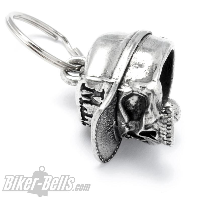 3D Totenkopf mit FTW Cappy Biker-Bell Forever Two Wheels Motorrad Glücksbringer