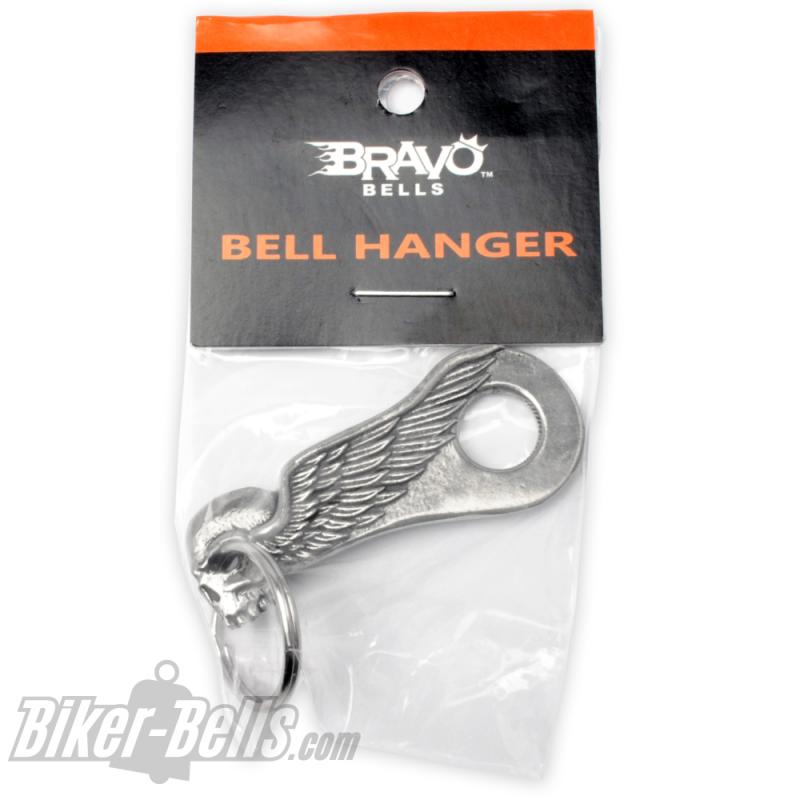 Geiler Bell Hanger mit Totenkopf und Flügel Biker-Bells am Motorrad befestigen