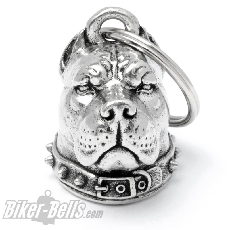 3D Pitbull Dobermann Dogge Hund Bikerbell Motorrad Glocke Glücksbringer Geschenk