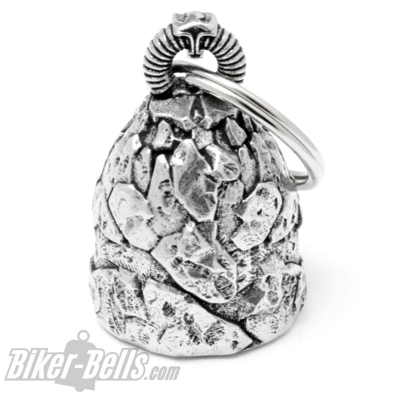 Biker-Bell With Celtic Wheel Cross Carved In Rock Motorcyclist Lucky Charm