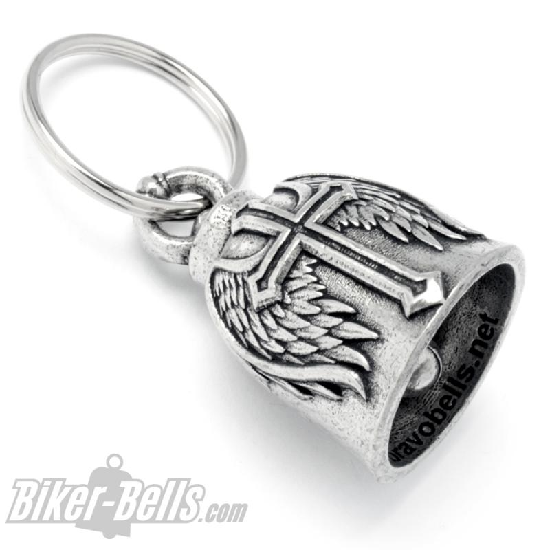 Biker-Bell With Winged Cross Motorcycle Lucky Charm Bell Gift Bravo Bell