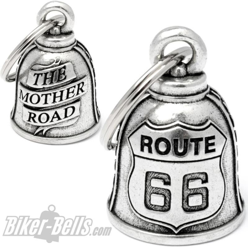 Route 66 Biker-Bell The Mother Road Motorrad Glücksbringer Geschenk Biker Glocke