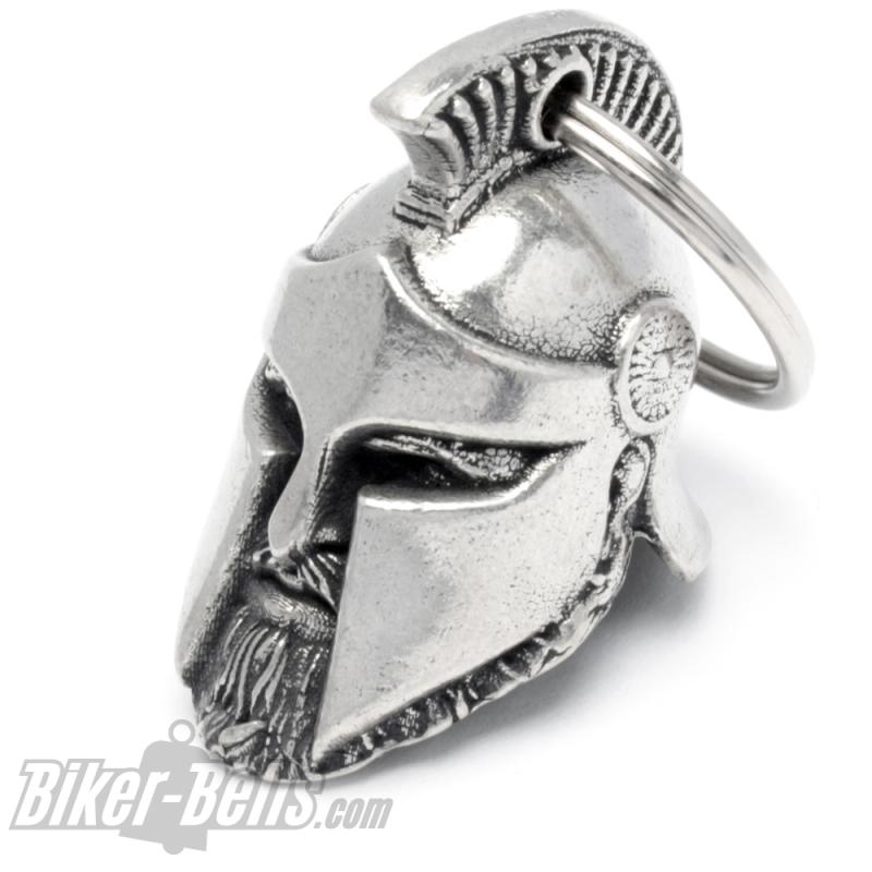 3D Spartaner Biker-Bell Krieger mit Helm und Bart Motorradfahrer Glücksbringer