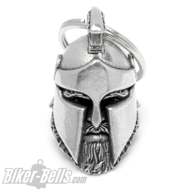 3D Spartaner Biker-Bell Krieger mit Helm und Bart Motorradfahrer Glücksbringer