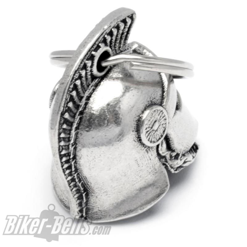 300 Spartan Biker-Bell Warrior With Helmet And Beard Motorcyclist Lucky Charm