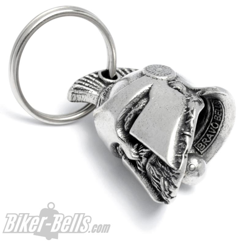 3D Spartaner Biker-Bell Krieger mit Helm und Bart Motorradfahrer Glücksbringer