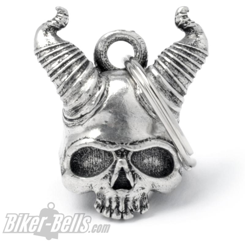 3D Devil Skull Biker-Bell Protective Demon With Coiled Devil Horns Motorcycle Bell