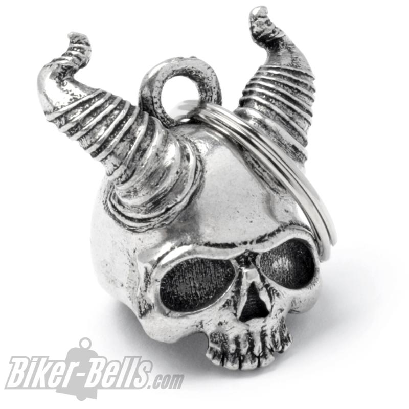 3D Devil Skull Biker-Bell Protective Demon With Coiled Devil Horns Motorcycle Bell