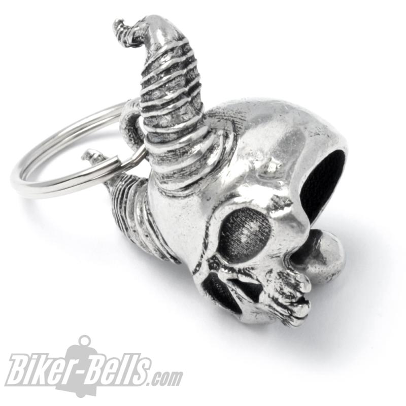 3D Devil Skull Biker-Bell Protective Demon With Coiled Devil Horns Motorcycle Bell