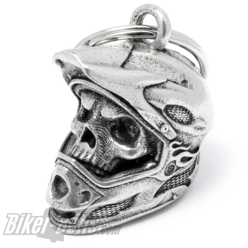 3D MX Biker-Bell Skull mit Motocross-Helm Glücksbringer Motorrad Glocke Geschenk