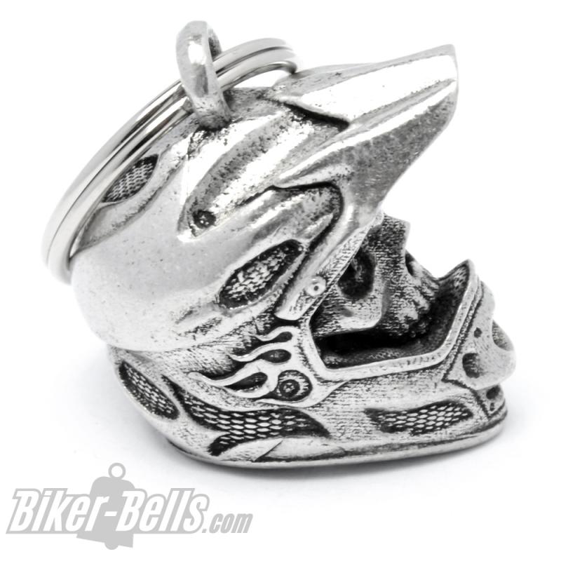 3D MX Biker-Bell Skull mit Motocross-Helm Glücksbringer Motorrad Glocke Geschenk