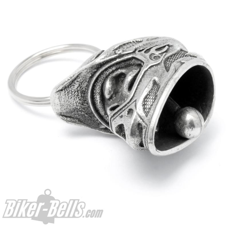 3D MX Biker-Bell Skull mit Motocross-Helm Glücksbringer Motorrad Glocke Geschenk