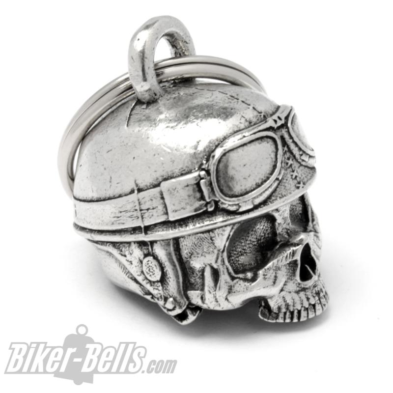 3D skull biker-bell with retro motorcycle helmet biker gift - Biker -Bells.com