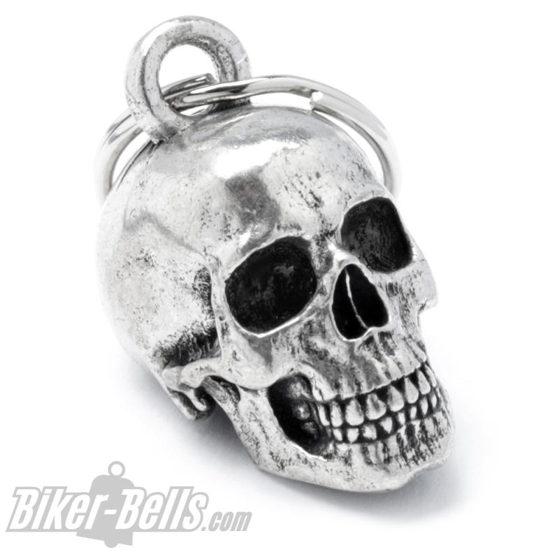 3D Totenkopf Biker-Bell in Form eines menschlichen Schädels Motorrad Glücksbringer