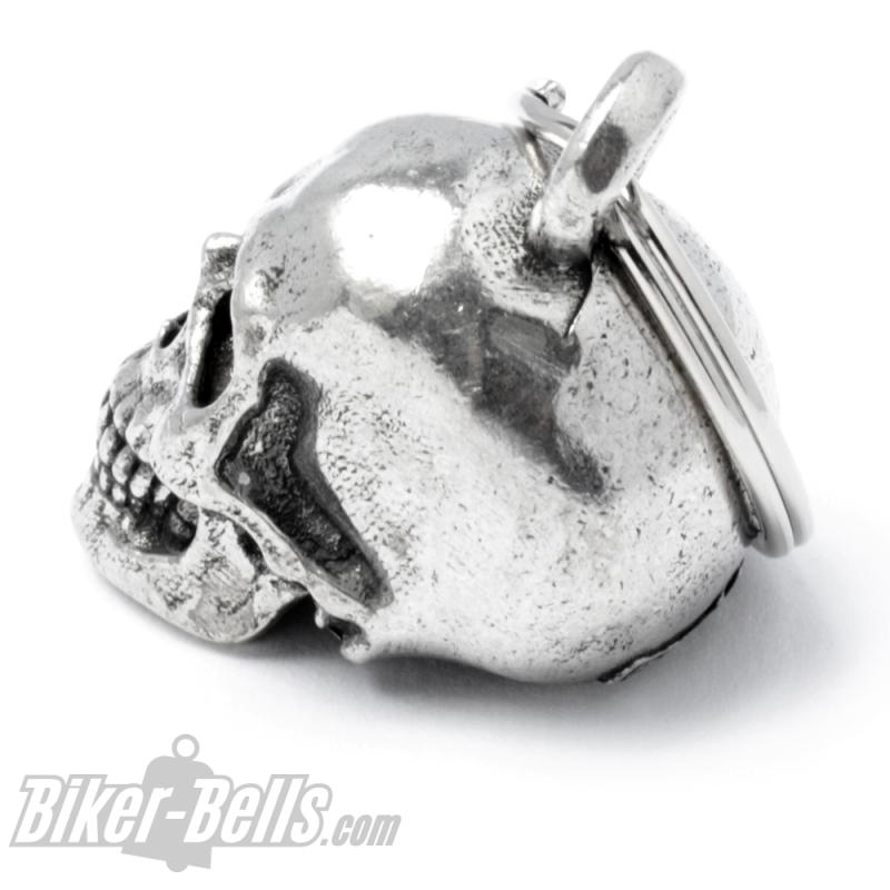 3D Totenkopf Biker-Bell in Form eines menschlichen Schädels Motorrad Glücksbringer