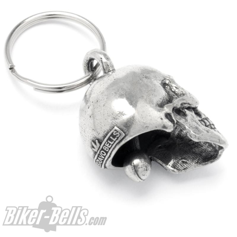 3D Totenkopf Biker-Bell in Form eines menschlichen Schädels Motorrad Glücksbringer