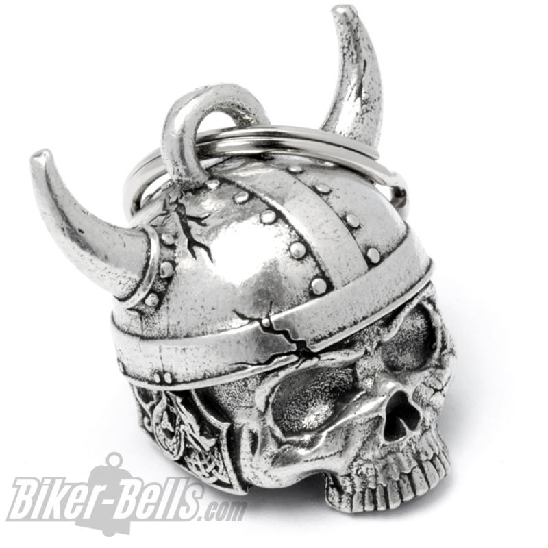 3D Wikinger Totenkopf Biker-Bell mit Helm Glücksbringer Glocke Bravo Bell Geschenk