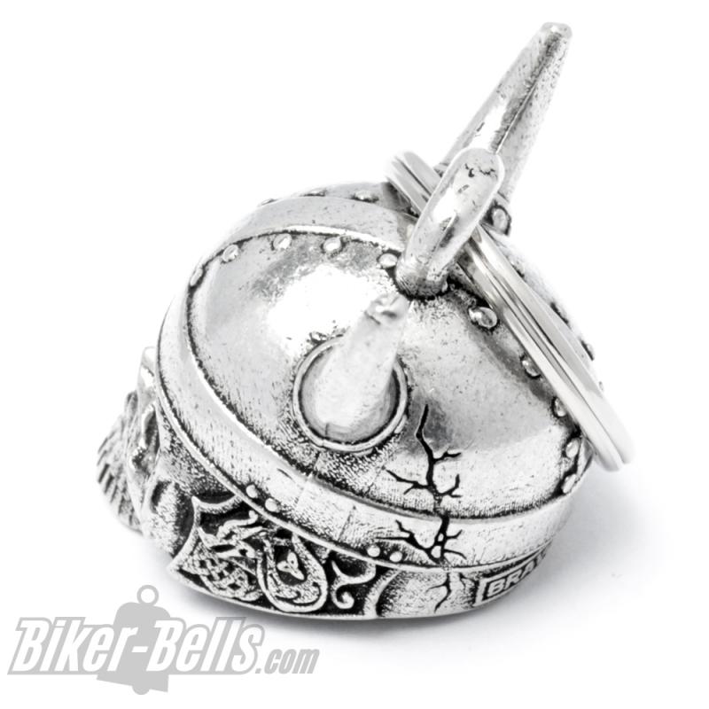 3D Wikinger Totenkopf Biker-Bell mit Helm Glücksbringer Glocke Bravo Bell Geschenk