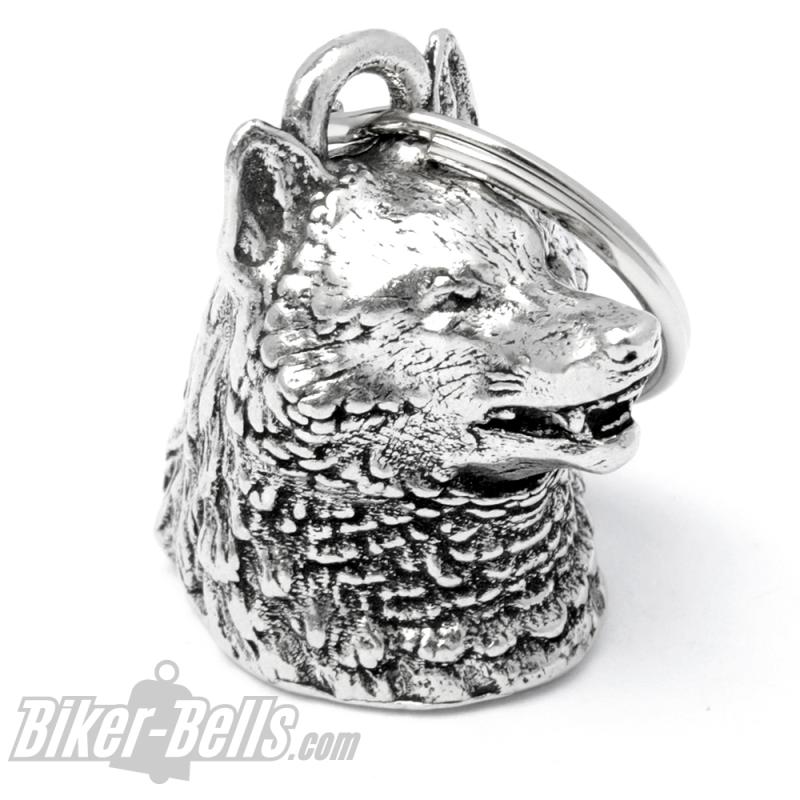 3D Wolfskopf Biker-Bell Wolf Gang Glücksbringer für Motorradfahrer Moped Glocke