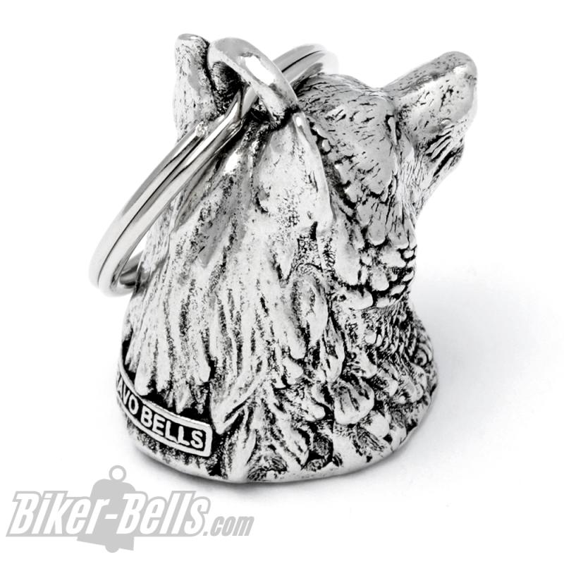 3D Wolfskopf Biker-Bell Wolf Gang Glücksbringer für Motorradfahrer Moped Glocke