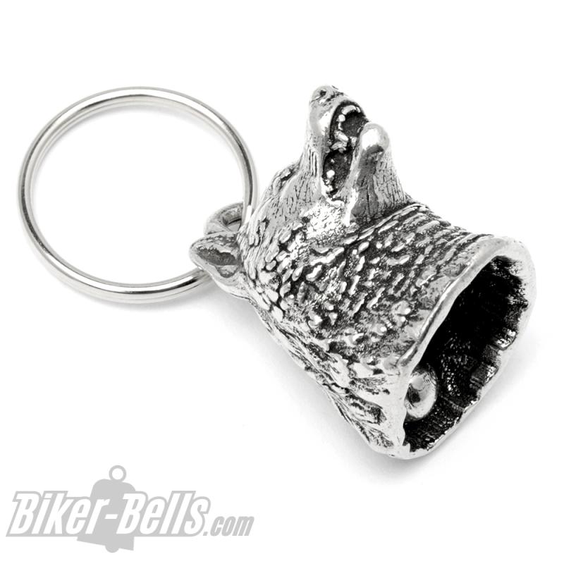 3D Wolfskopf Biker-Bell Wolf Gang Glücksbringer für Motorradfahrer Moped Glocke