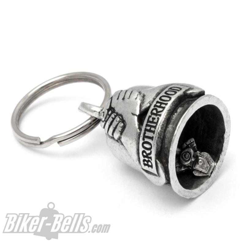 Brotherhood Biker-Bell with handshake brotherhood cohesion gift for bros