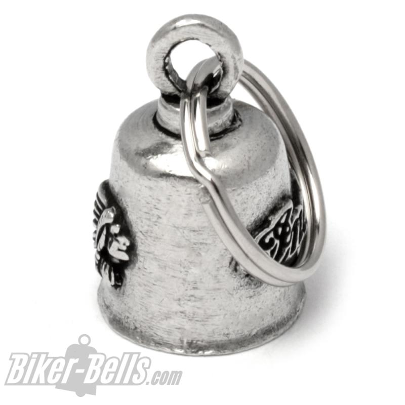 Indian Motorcycle Biker-Bell mit Indianerkopf Motorrad-Glocke Glücksbringer Bell