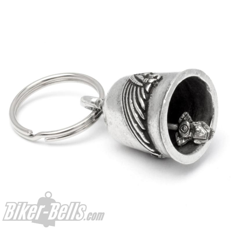 Indian Motorcycle Biker-Bell mit Indianerkopf Motorrad-Glocke Glücksbringer Bell