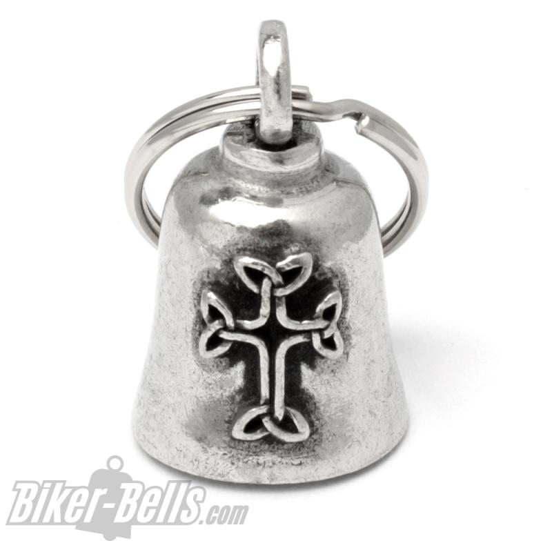 Ornate Celtic Cross Biker-Bell Motorcycle Bell Lucky Charm Gremlin Bell