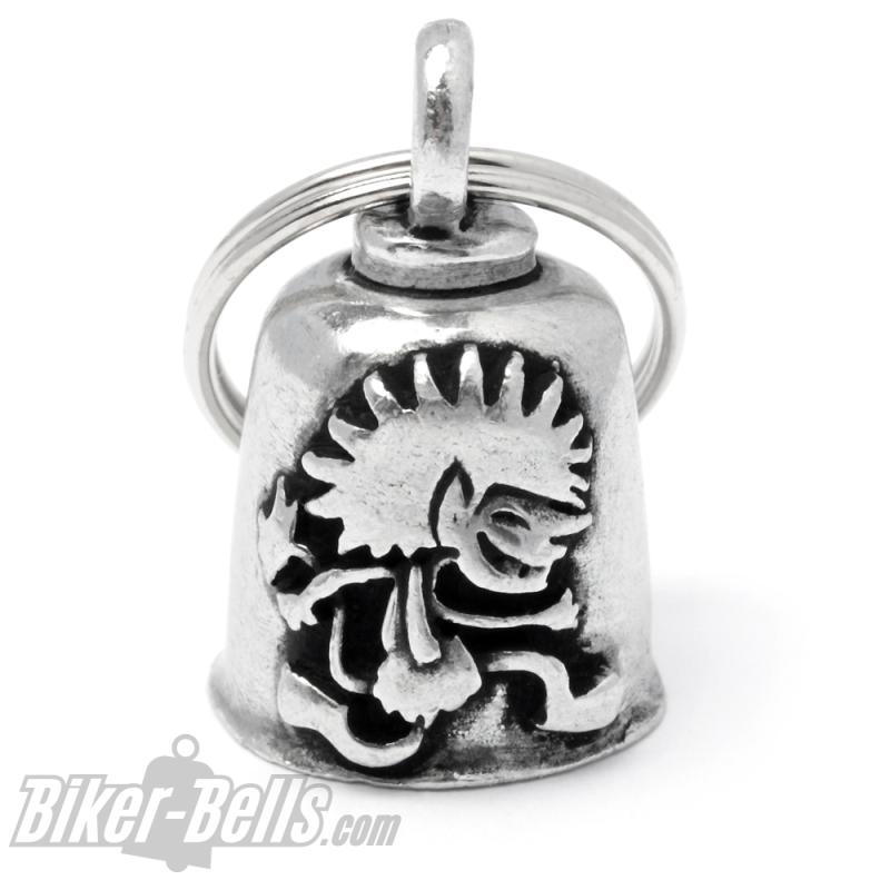 Biker-Bell mit kleinem Kobold Gremlin Bell Logo Motorrad Glücksbringer Geschenk