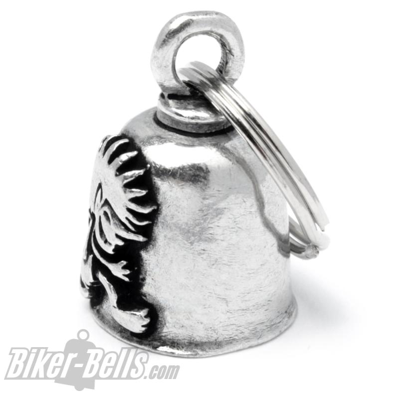 Biker-Bell mit kleinem Kobold Gremlin Bell Logo Motorrad Glücksbringer Geschenk